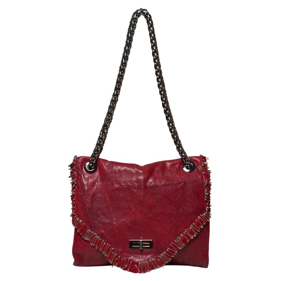 BALMAIN Ultimate Pin Bag in Rouge Leather - Picture 1 of 16